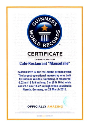 Scan Guinness World Record Urkunde, Hotel Am Eifelsteig, Neroth